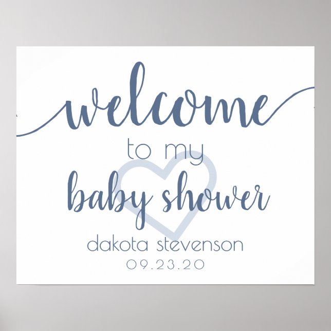 Poster Accueil simple | Dusty Blue Heart Customisé (Devant)