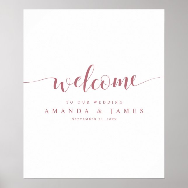 Poster Accueil simple Rose  Gold Mariage (Devant)