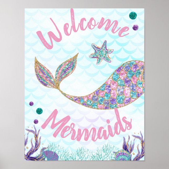 Poster Accueil Sirènes, Symbole d'anniversaire de sirène, (Devant)