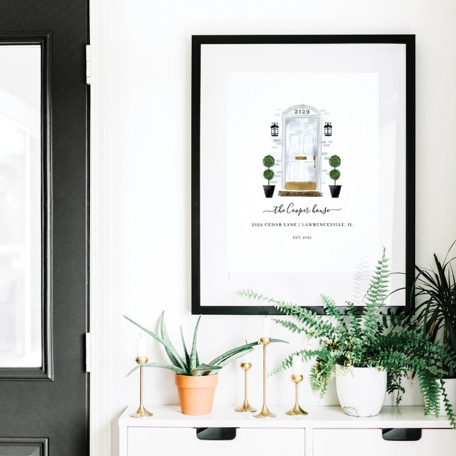 Poster Accueil Sweet Home Famille Porte d'aquarelle blanc (Créateur téléchargé)
