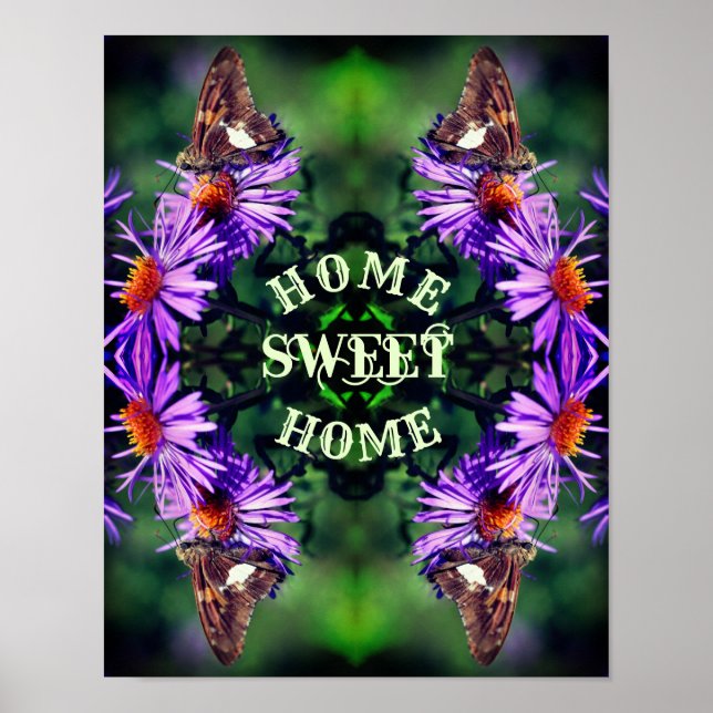 Poster Accueil Sweet Home Papillon Fleur Abstraite (Devant)