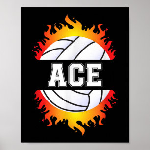 Poster Ace Name Volley Player Boys Ball and Net Sport