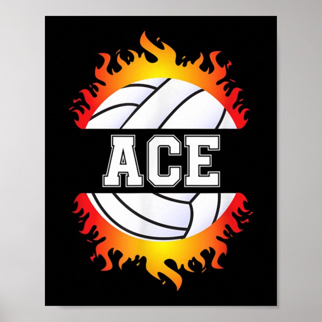 Poster Ace Name Volley Player Boys Ball and Net Sport (Devant)