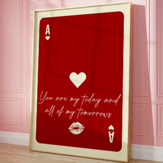 Poster Ace of Hearts Love Citation esthétique Mur tendanc