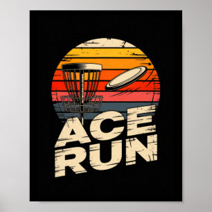 Poster Ace Run Retro Disc Golf Sket Ace Run Sunset 