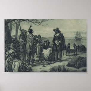 Poster Achat de l'île de Manhattan par Peter Minuit, 1626