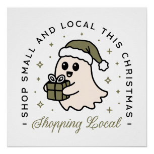 Poster Acheter petit et local ce vert de Noël