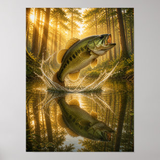 Poster Achigan à grande bouche de la forêt dorée