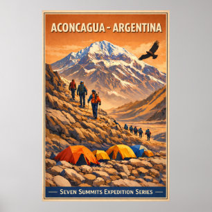Poster Aconcagua Argentine - Voyage Ancien