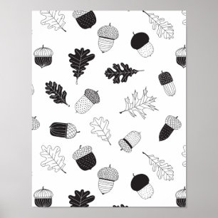 Poster Acorns et feuille