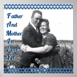Poster Acronyme de famille Parents Photo Blue Floral Fron