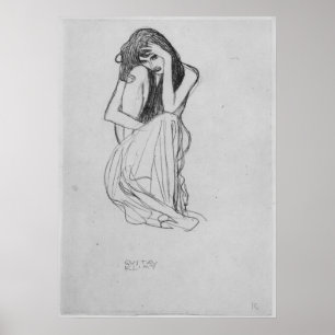 Poster Acroupissement de l'avant par Gustav Klimt