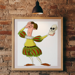 Poster Acteur d'Hamlet de Shakespeare drôle tenant un crâ
