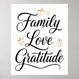Poster Action de grâce Famille Gratitude