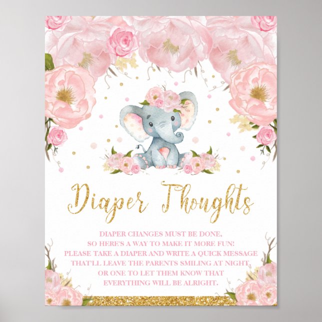 Poster Activité Baby shower éléphant Réflexions sur la co (Devant)