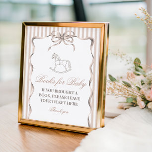 Poster Activité de Baby-Shower Cheval à Bascule Vintage N