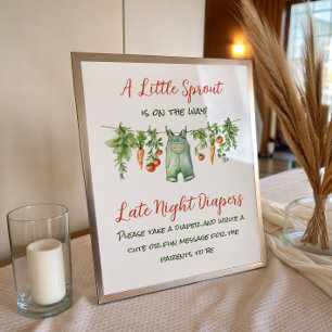 Poster Activité de baby shower Little Sprout Clothesline