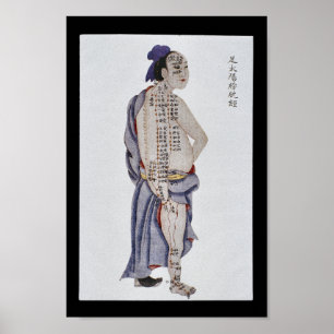 Poster Acupuncture vessie Méridien pied Taiyang