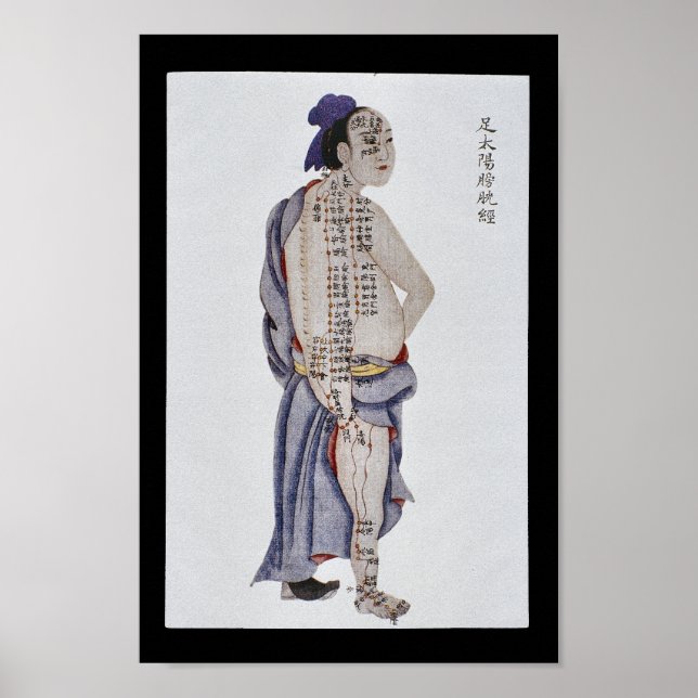 Poster Acupuncture vessie Méridien pied Taiyang (Devant)