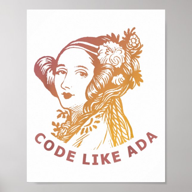 Poster Ada Lovelace Aube Dégradé Code Comme Ada  (Devant)