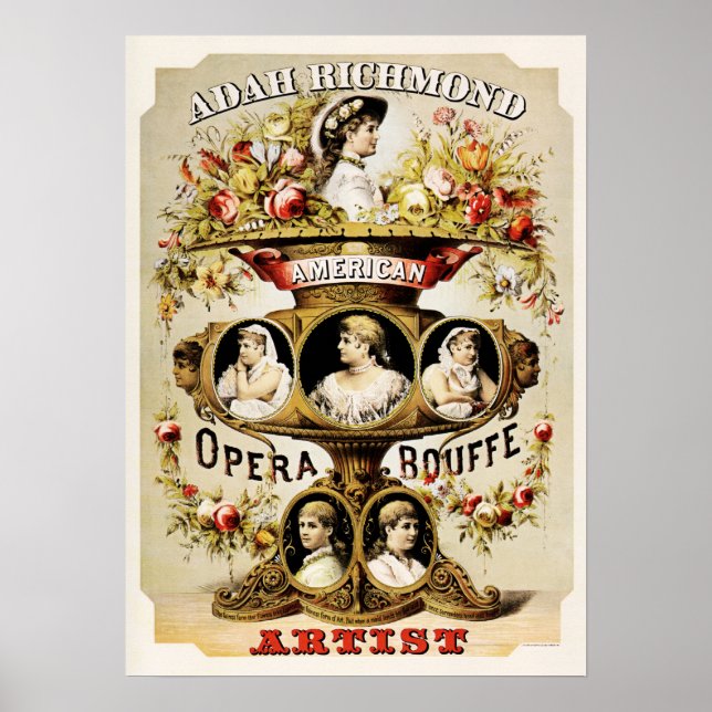Poster Adah Richmond American Opera Bouffe Theatre Advert (Devant)