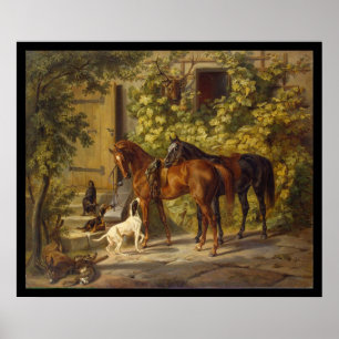 Poster Adam Albrecht Horses au Porch