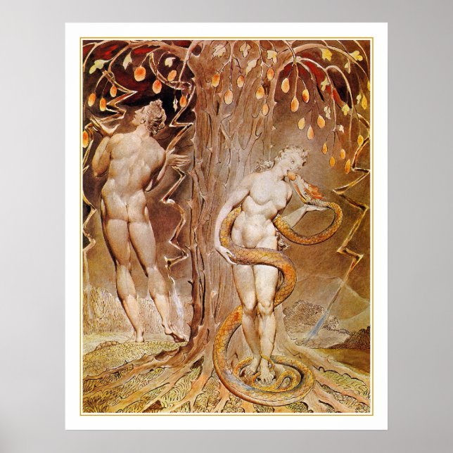 Poster Adam, Eve & Serpent dans le Jardin d'Eden par Blak (Devant)