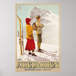 Poster Adelboden Suisse Suisse Bernois Ski Hiver