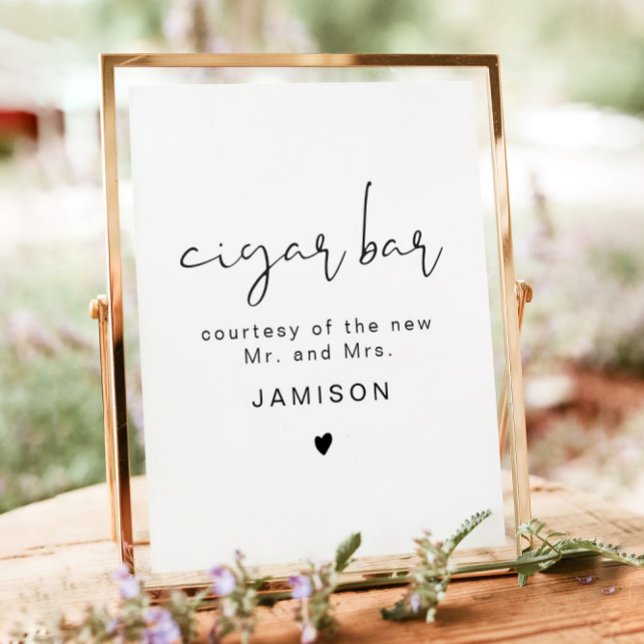 Poster ADELLA Edgy Moderne minimaliste Mariage Cigar Bar (Créateur téléchargé)