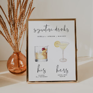 Poster ADELLA Minimal Watercolor Cocktail Signature Boiss