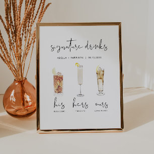 Poster ADELLA Minimal Watercolor Cocktail Signature Boiss