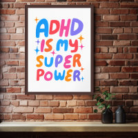 ADHD est ma super-puissance Colorful Bulle Lettres