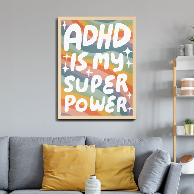 Poster ADHD est ma superpuissance Fun Bulle Lettres color (ADHD is my Superpower Fun Bubble Letters Colorful Poster
)