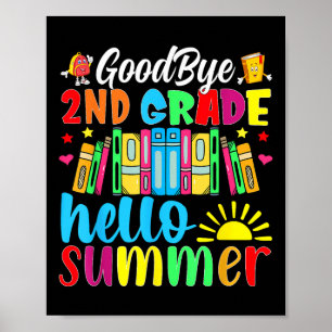 Poster Adieu 2e année Bonjour été Dernier jour de l'école