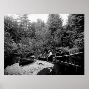 Poster Adirondack Canoe Fishing