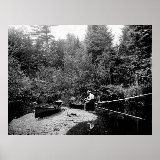 Poster Adirondack Canoe Fishing (Devant)