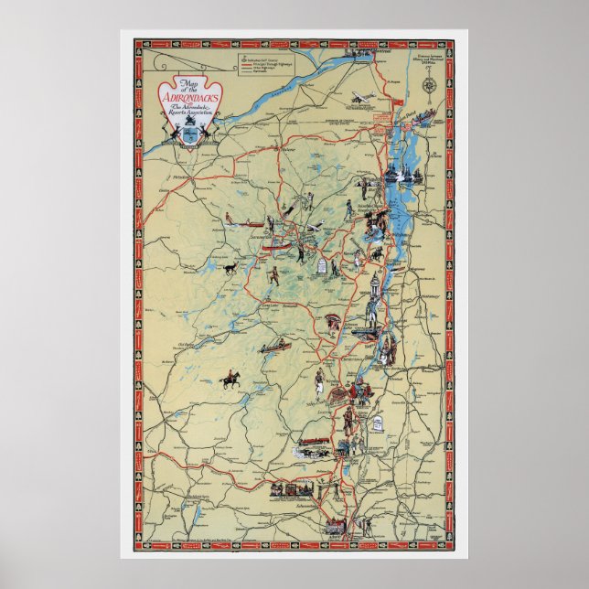 Poster Adirondacks vintages - 1929 (Devant)