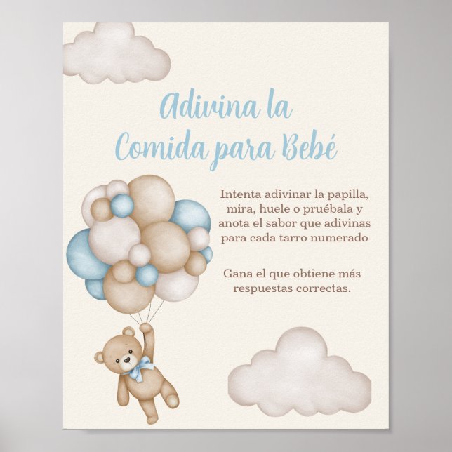 Poster Adivina la comida para Bebé Baby shower Garçon (Devant)
