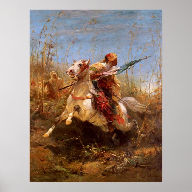 Poster Adolf Schreyer Le Guerrier Arabe À La Tête D'Une C (Devant)