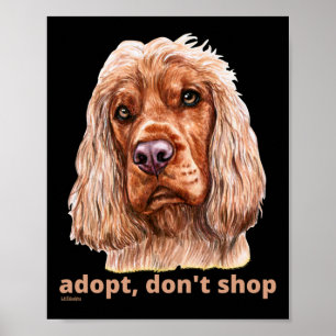 Poster ADOPTER, NE PAS SHOP (Anglais Cocker Spaniel)