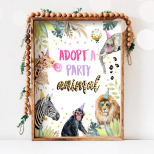 Poster Adopter un animal Safari Animaux Panneau de la tab