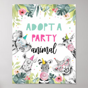 Poster Adopter un animal Safari Animaux Panneau de la tab