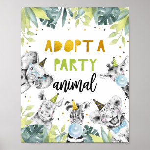 Poster Adopter un animal Safari Party Animaux Signal d'an