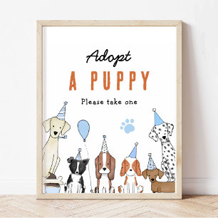 Poster adopter un chiot Chien de Pawty Symbole de table d
