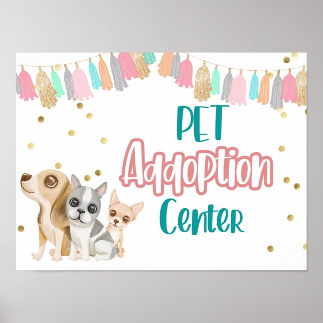 Poster Adopter un chiot, Pawty, Puppy party, Enfants part (Devant)