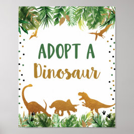 Poster Adopter Un Panneau De Table D'Anniversaire Dinosau