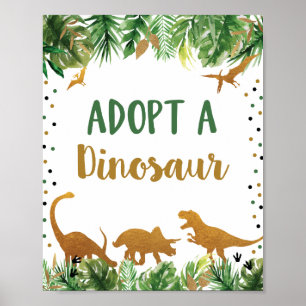 Poster Adopter Un Panneau De Table D'Anniversaire Dinosau