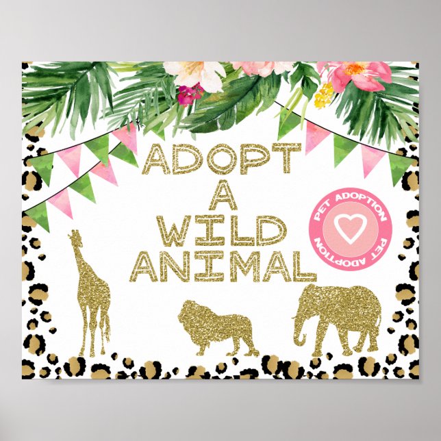 Poster Adopter un signe d'anniversaire animal sauvage (Devant)