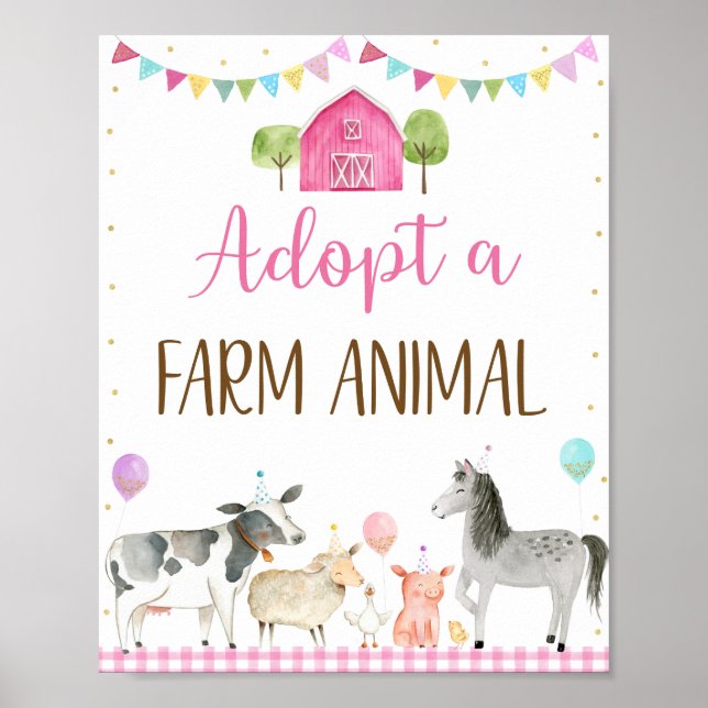 Poster Adopter un signe d'anniversaire d'animal de ferme (Devant)