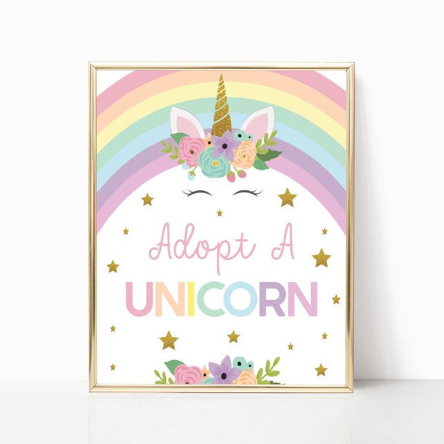 Poster Adopter un signe de fête d'anniversaire Unicorn Ra (Créateur téléchargé)